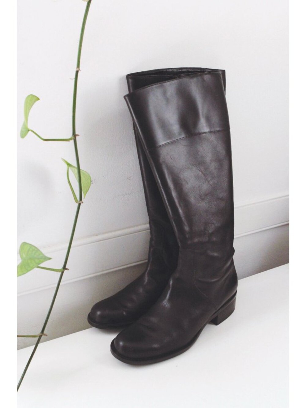 Talbots Leather Knee-High Riding Boots Black 10M Side Zipper Made In Brazil - Picture 2 of 9